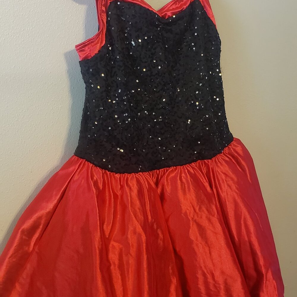 Costume, Dance Halloween for girls, dress, red black-Size Child Extra Large